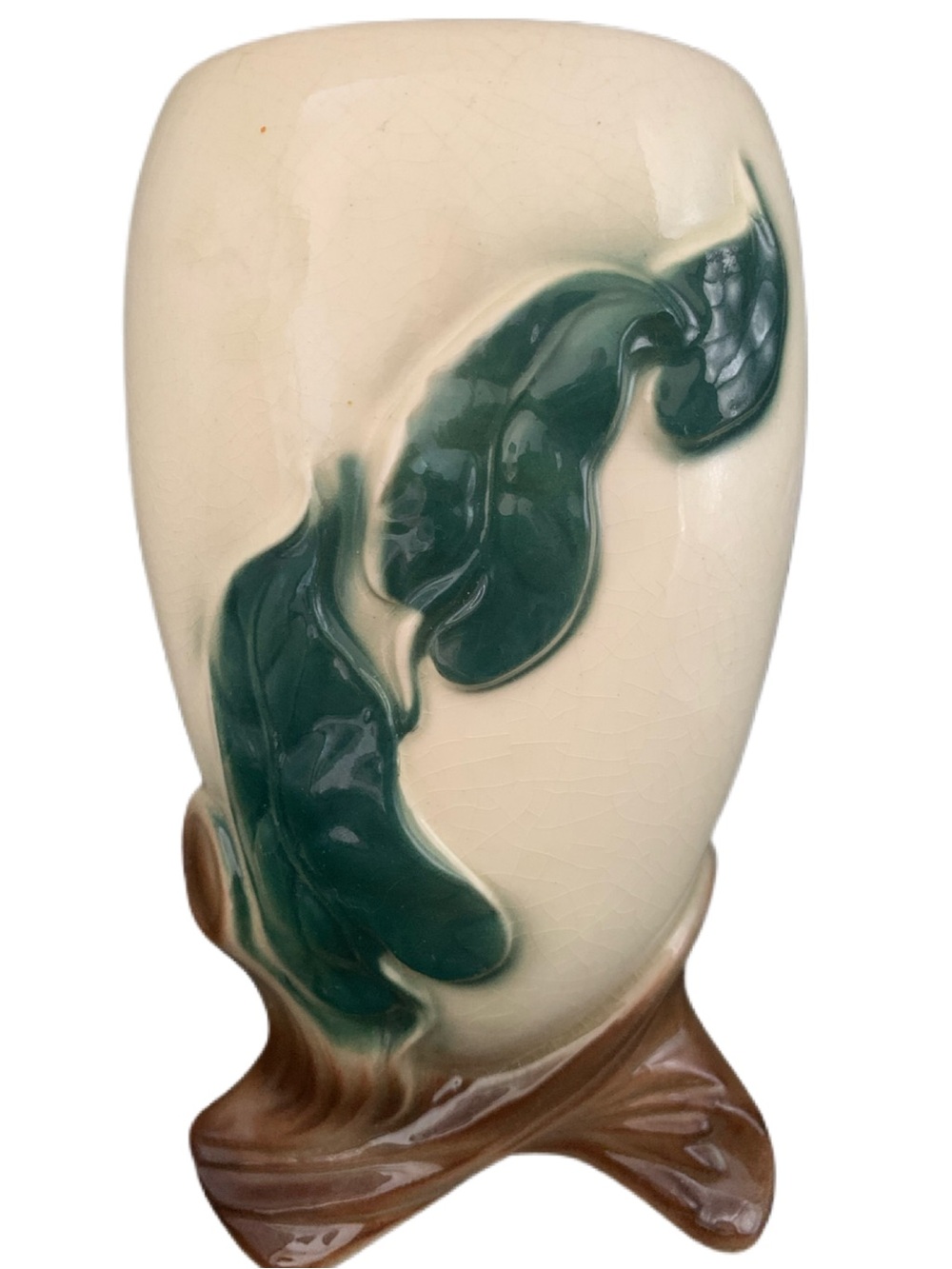 Vintage Royal Copley Footed Vase Philodendron Green Ivy Vine Art Deco Classic
